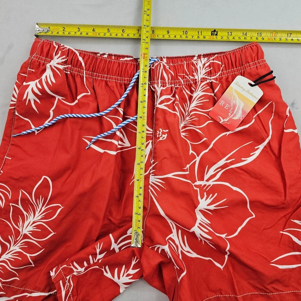Tommy Bahama Relax trunks swimwear mens M Medium pockets red white floral